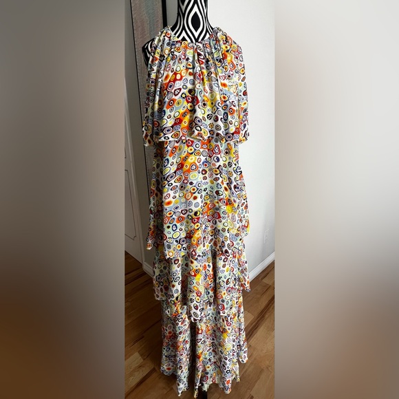 NWT STAUD Caya Tiered Flowy Retro Millefiori Multi Print Maxi Dress - Picture 2 of 16